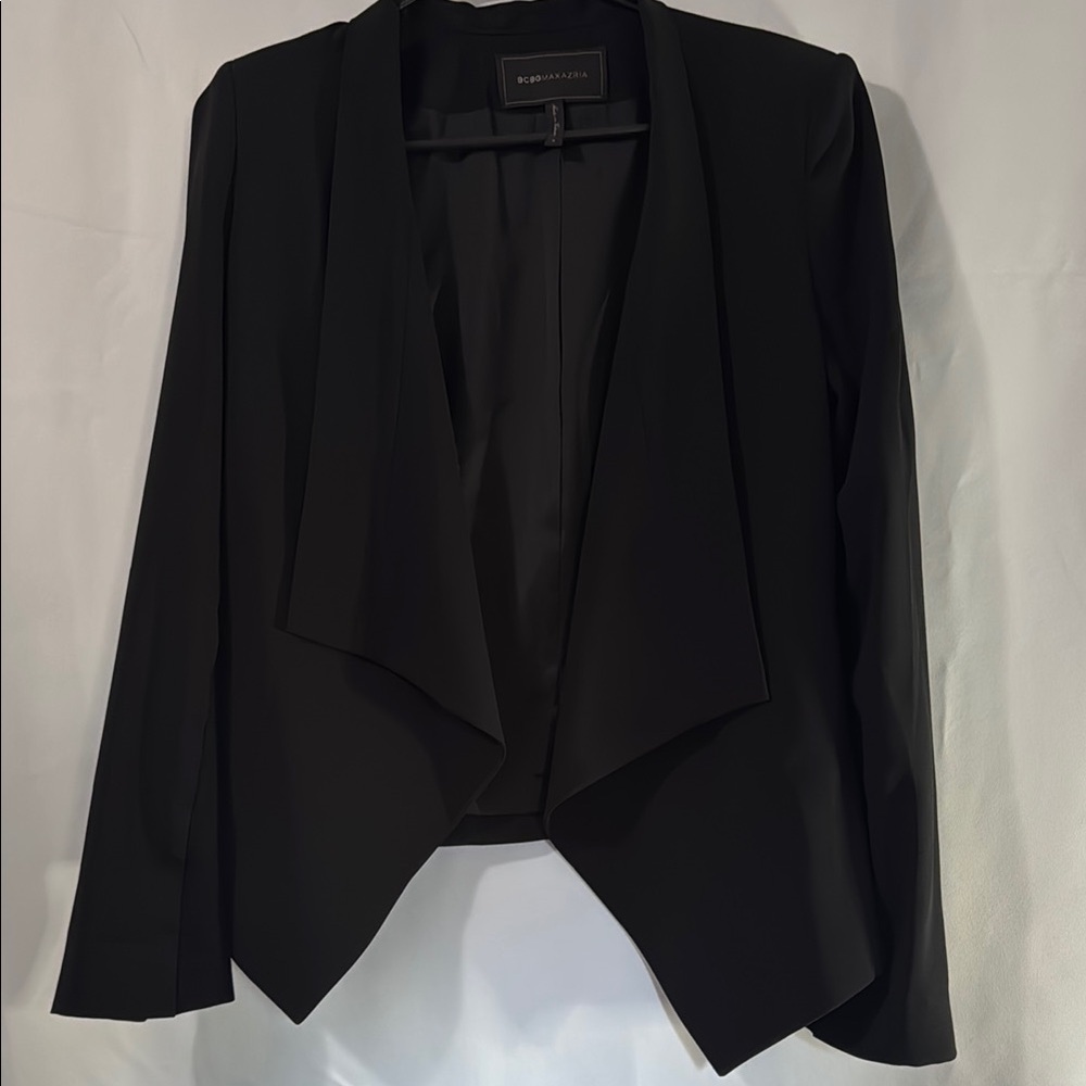 BCBG - MaxAzria | Black Asymmetrical Blazer with Waterfall Lapel